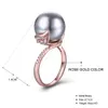 Drop Rose Gold White Ring med stora grå pärlsmycken Vackra bladsmycken årsdagen gåva till mamma ringar3910405