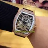 éternité de haute qualité V 45 S6 SQT NR BR (NR) Doux de squelette d'or Rose Gold Diamond Case Automatique Montre Strap en cuir Strap en cuir Glaçà des montres