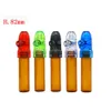 Akryl Cap Glass Bottle Snuff Snorter Dispenser Bullet Rocket Snorter Glass Inhall With Clear Bottoms Colorfull Head