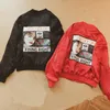 Оптом- старинные ветровавые куртки черный красный молния вверх весной куртки женская бомбардировщик куртка 2017 осень тонкие основные пальто соревнования Femme