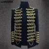 Men Jacket Jacket Singer dançarina lantejoulas de metal uniforme militar stand stand stage blazer baile party shining coat bar estrela concerto boate figuril