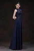 Современные синие шифоновые кружевные платья для ежегодного собрания, женские длинные тонкие вечерние платья HY1615