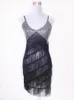 Roaring 1920s Flapper Dress Costumes Great Gatsby Party Dress V-Neck Backless Spaghetti Strap Fringe Mini Dance