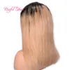 Peruca frontal do laço do cabelo brasileiro # 1b 27 em linha reta ombre marrom rendas frontal peruca curto longo rehanna estilo cabelo