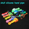 Creative Silicone Tobacco Pipe Water Hookah Bong 10 Colors Portable skull Hand Spoon Pipes Tools With glass Bowl