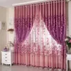 Cortina de janela de porta de tule floral fashion pura cortinas decorativas para casa cortina de decoração para sala de estar