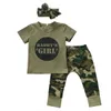 2pcs Baby Clothes Newborn Toddler Army Green Baby Boy Girl Letter Tshirt Tops Camouflage Pants Outfits Set Clothes 024M9091666