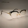 CCSpace رائع السيدات القط العين لامعة الراين نظارات إطارات للنساء العلامة التجارية مصمم النظارات النظارات البصرية 45120