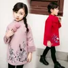 Tjejer klänningar nyår kinesiska cheongsam stil tjockt varmt nytt år baby girls långärmad prinsessan klänningar i 2-8 år 2 färger