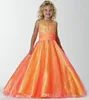 Новое поступление, оранжевое пышное платье для девочек, бальное платье принцессы, тюль, вечерние, с бисером, кекс, для молодых, милых маленьких детей, на свадьбу, для девочек, Dr189M
