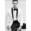 Yeni Gelenler Bir Düğme Beyaz Damat Smokin Şal Yaka Groomsmen Best Man Blazer Erkek Düğün Takımları (Ceket + Pantolon + Kravat) D: 109