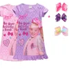 Kids Casual Sestwear Dress JoJo Siwa Girls Princess Sukienka Bowknot Drukowane Wzburzyć Dzieci Pleasear Summer Sukienka + Bow Barrette C3914