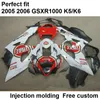 Eftermarknad Body Parts Fairings för Suzuki GSXR1000 2005 2006 Vit Red Injection Mote Fairing Kit GSXR1000 05 06 ZX10