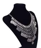 Idealway Fashion Collars Choker Vintage Silver Coin Tassel Statement Necklace Earring Gypsy Boho Chic Ethnic Indian Jewelry8693639