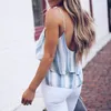 2018 zomer sexy v-hals spaghetti riem t-shirt tanks vrouwen casual strepen mouwloze tops strand tshirts ws8270s