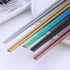 Glossy Titanium Gold-plated Chopsticks, Colorful Stainless Steel Chopsticks Rose Gold Black Rainbow Square Chopsticks150pair T1I825