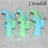 Hookahs Glow in dark Silicone Mini Dab Oil Rigs Glass Bongs Water Pipes 14mm Joint With bowl Internal Perc Beakers