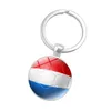 Trendy Keychains Soccer National Flag Photo Glas Cabochon Anhänger Keyrings Fußballfans Geschenke Modezubehör