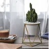 Flower Pots Nordic Geometric Wrought Iron Simple Succulent Frame Herb Cactus Flower Pot Ceramic Pot Green Planter for home decor5966088