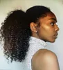 Echthaar-Pferdeschwanz-Haarteile zum Anklippen, verworrenes lockiges Pferdeschwanz-Haarteil, 140 g, Pferdeschwanz-Haarverlängerung mit Kordelzug für schwarze Frauen