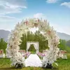 O shape wedding Center pieces Metal Wedding Arch Door Hanging Garland Flower Stands with Cherry blossoms For Wedding Event Decor