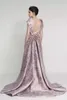 Azzi OSTA Vintage Pink 3D Floral Overskirt Long Prom Dresss 2018 Dubai Arabic Sweep Train Flower Made ASHI Red Carpet Eveni7375563