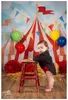 Baby Kids Circus Theme Birthday Party Backdrop Photography Printed Flags Blue Sky Cloud Children Cartoon Photo Studio Background