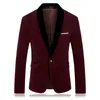 Men Slim Royal Blue Velvet Blazers Red Suit Jacket Latest Coat Classic Wedding Suits Men  Velour Blazer Dress Groom Suit