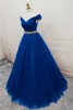 2018 Hot Sale Tulle Evening Dress Vestido Longo Fashion V-Neck Off-Shoulder Crystal Waist Lace-up Celebrity Formal Celebrity Dresses BQ47