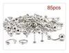 Free 85Pcs/set Mix Silver Stainless Steel Nose Navel Belly Lip Nipple Eyebrow Ear Studs Bar Ring Ball Piercing Kit Body Jewelry