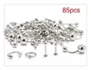 Bezpłatne 85 sztuk / zestaw Mix Silver Ze Stali Nierdzewnej Nos Dźvel Belly Lip Sutki Brwi Ear Studs Bar Ring Ball Piercing Kit Biżuteria