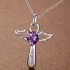 Luckyshine New 6Pcs 1Lot Classic Dreamy Fire Heart Amethyst Gemstone 925 Silver Pendants Russia Australia USA Necklaces Pendant