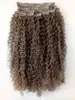 brazilian virgin light brown hair weft clip in kinky curly human remy hair extensions 9pieces 100g one set
