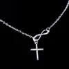 Mooie chique infinity kruisen op een lange zilveren ketting kettingen voor vrouwen sieraden cadeau5687170
