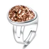 Fashion druzy drusy ring silver plated 6colors water drop geometry resin stone ring for women jewelry