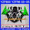 Kropp för Yamaha YZF600 YZF R6 03 04 05 YZFR6 03 Bodywork 228HM.1 YZF 600 R 6 YZF-600 YZF-R6 Blue Black New Frame 2003 2004 2005 Fairings Kit