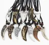 Mode-sieraden groothandel 12 stks / partij gemengde cool imitatie bot gesneden draak totem haai / wolf tand hanger ketting amuletten drop shipping