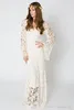 New Summer Beach Abiti da sposa Bohemian Full Lace Lunghezza del pavimento Scollo a V Bell Maniche lunghe Abito da sposa Abiti da sposa Vestidos De Noiva