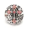 Moda Crystal Cross 18mm Snap Przycisk Biżuteria Vintage Kwiat Grawerowane Noosa Kawałki DIY Ginger Snap Button Charms Bransoletka Naszyjnik