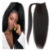 Human Hair Ponytail Kinky Caarse Chairfieces Virgin Brazilian Волосы натуральный удар kinky Yaki прямая обертка вокруг хвостовиков наращивание волос