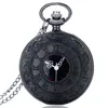 Vintage Charm Black Unisex Fashion Roman Number Quartz Steampunk Pocket Watch Women Man Necklace Pendant with Chain Gifts