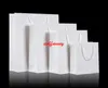 200 pçs / lote Transporte Rápido Branco saco de papel kraft com alça de Casamento Favor de Papel Sacos De Presente de impressão personalizar o logotipo F060502
