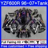 Kropp + Tank för Yamaha Thundercat YZF600R 96 97 98 99 00 01 229HM.20 YZF-600R YZF 600R 1996 1997 1998 1999 2000 2001 Lila Svart Hot Fairing