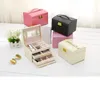 NEW Large Capacity Jewelry Box PU Portable Top Handle Travel 3 Layers Jewelry Organizer Display Storage Case for Rings Earrings Bracelets