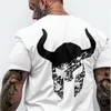 男性の新しいファッションカジュアルTシャツフィットネスボディービルクロスフィット男性半袖スリムフィット綿シャツ印刷ティートップス