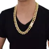 Tung kubikzirkoniummästare Miami Men's Cuban Chain Halsband med armbandhalsband Set Gold Silver 20mm Big Choker Hip Hop Jewelry 337K