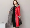 Vrouwen Winter Lederen Bontjas Vrouwelijke Jassen Lange Trench Kleding Plus Size Dikke Lederen Jas Pluche Winter Lederen Bont Overjas