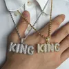 Hip Hop Custom Design Schmuck CZ Micro Pave Ice Out Diamant 18k Gold Alphabet Kleinbuchstaben Anhänger Halskette mit gratis Seilkette