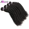 Allove 10A Pacotes de Cabelo Brasileiro Com Fechamento Kinky Curly 4 Pacotes com Fechamento Frontal de Renda Extensões de cabelo humano peruano 8013959