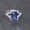 2018 Nieuwe Collectie Top Selling Luxe Sieraden 925 Sterling Zilveren Prinses Cut 4CT Blue Sapphire CZ Diamond Party Mannen Wedding Band Ring Gift